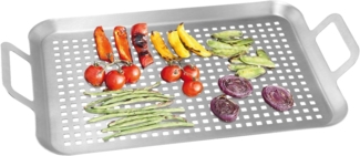 Grillplatte 43 x 25 x 5 cm Edelstahl Grillkorb Grillpfanne