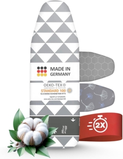 Arteneur Bügelbrettbezug, Made in Germany, OEKOTEX100, Zubehör für alle Bügeltische dank 5 Größen, Vergleichssieger, Hitzereflektierend, Gummizug