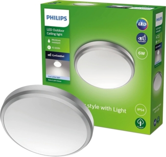 Philips Außenleuchten Deckenbeleuchtung für den Außenbereich Edelstahl IP54 Garten Terrasse I Modern