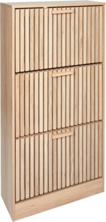 HOME DECO FACTORY Klaus Schuhschrank, 3 Türen, Eingangsbereich, Wohnzimmer, Holzwerkstoff, braun, 60 x 113 x 24