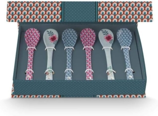 PiP Studio Besteck-Set Flower Festival Oriental Geschenkset Teelöffel blau 13cm, Porzellan, Giftset Teaspoons Oriental Flower Festival Blue 13cm