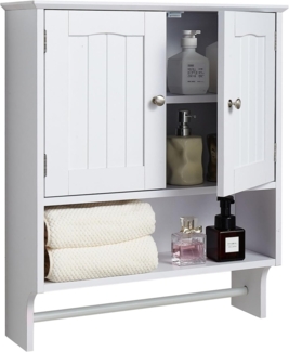 VEVOR Badezimmer Wandschrank Medizinschrank mit 2 Türen & verstellbaren Regalen, Aufbewahrungsschrank Hängeschrank mit offener Trennwand & Handtuchhalter für Toilette Waschküche Küche