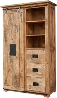 Massivmoebel24 Dreh-/Schwebetürenschrank #114 (Schrank Mango 100x45x175 natur lackiert RAILWAY #114)