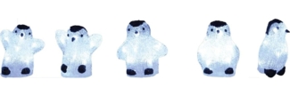 TrendLine LED Acrylfiguren Pinguin 5 Stück 13 cm kaltweiß Außen mit Timer