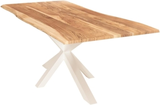 Liadomo Baumkantentisch Isa, Akazie Massivholz, Platte mit natürlicher Baumkante, Metallgestell