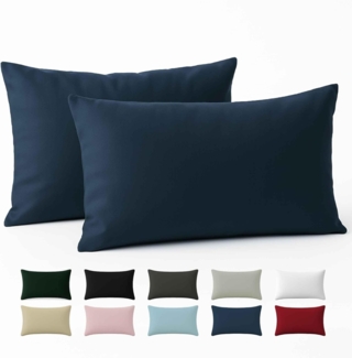 Dreamzie Kissenbezug 40x60 Baumwolle Renforcé (2er-Set) - Dunkelblau - Dicht gewebt mit 57 Fäden/cm² - Kissenbezug 40x60 - Oeko Tex Zertifiziert