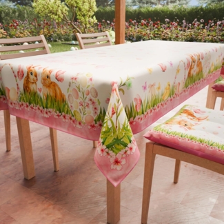 PETTI Artigiani Italiani - Tischdecke Ostern schmutzabweisend rechteckig Tischdecke Ostern Küche Design Flora X12-Sitzer (140x240 cm) 100% Made in Italy
