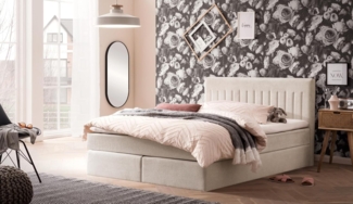 Traumnacht Boxbett Nizza mit praktischem Stauraum, mit 7-Zonen Tonnentaschenfederkernmatratze (H3) und Komfortschaumtopper, Leichter Aufbau, 140x200, beige