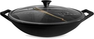 osoltus Wok Gusseisen mit Zubehör Wok-Set mit Deckel 36cm