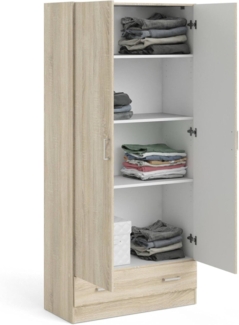Dmora - Kleiderschrank 2 Türen Audette, Schlafzimmermöbel, Schrank, Garderobe, 79x36 h170 cm, Eiche