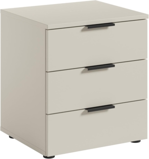 PREISBRECHER Nachtkommode Linz, 3 Schübe, auch für Boxspringbetten, in Kaschmir - 45 x 50 x 40 cm (BxHxT)