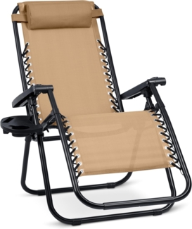 Sofotel Sonnenliege Gartenliege Liegestuhl ChillWell - Klappbar mit Kissen - Belastbar bis 150 kg - 162 x 110 x 64 cm - Beige