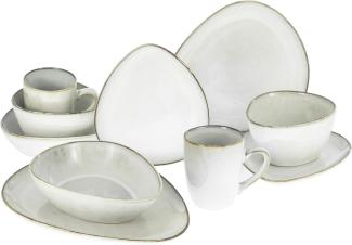 CreaTable 23768 Kombiservice Cloudy für 2 Personen, Steinzeug, weiß (1 Set, 10-teilig)