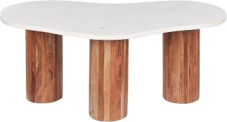 Couchtisch Marmor Akazienholz weiß oval 90x35 cm CASABLANCA