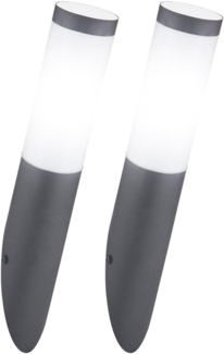 2er Set LED Fackel-Wandleuchte, Edelstahl anthrazit, H 40 cm