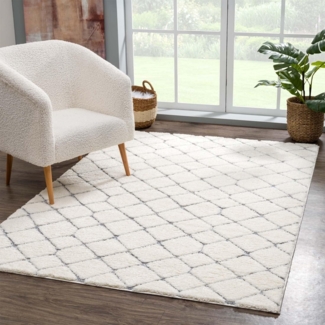 Carpet City Hochflor-Teppich Focus 4499, rechteckig, Höhe: 20 mm, besonders weich, Rauten-Optik, 3D-Effekt
