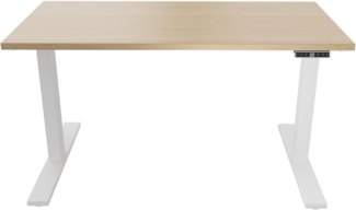 Höhenverstellbarer Schreibtisch E-WonderTech, EWT251406018, Platte 018 Kendal Eiche, Gestell 396 weiß, H 630-1280 x B 1400 x T 600