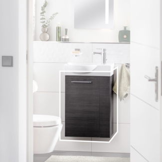 Fackelmann SBC B. PERFEKT Waschbeckenunterschrank 45 cm, Anthrazit Holzoptik, links