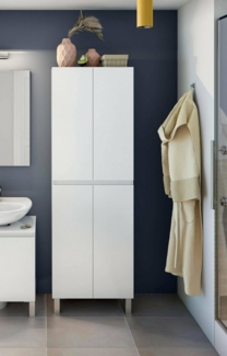 Dmora - Säulenschrank Sarasota, Schrank für Badezimmer oder Küche, Multifunktionaler Hochschrank, Mehrzweckschrank, 60x35 h182 cm, Glänzendes Weiß