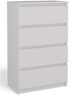 CDF Kommode Weiß mit 4 Schubladen 97 cm Hoch Sideboard Schmale Komode Schlafzimmerkommode für Flur Büro Schlafzimmer Wohnzimmer Schubladenschrank Regal mit Schubladen Schrank Modernes Möbelstück