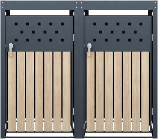 Mülltonnenbox Müllbox Mülltonnenverkleidung 2 Türen Box Pflanzdach Anthrazit