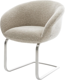 Freischwinger Vinka-Flex mit Armlehnen Webstoff Soft Beige Freischwinger flach Edelstahl Taschenfederkern