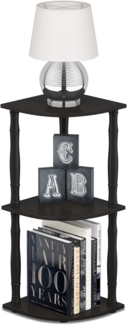 Furinno kompaktes Eck-Mehrzweck-Regal mit 3 Ebenen, holz, Espresso/Schwarz, 29.46 x 29.46 x 75.18 cm