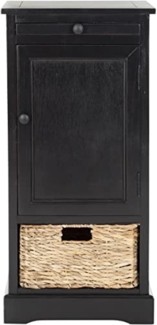 SAFAVIEH Contemporary Pine Wood Tall Storage Unit, in Distressed and Black, 35 X 40 X 85