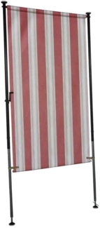 Angerer Freizeitmöbel GmbH Balkonsichtschutz Exklusiv - Senkrechtmarkise für Sicht- und Sonnenschutz - Montage ohne Bohren und Dübeln - ideale Balkonmarkise für Mietwohnungen (Rot-Beige, 150 cm)