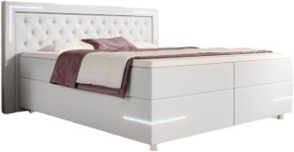 Boxspringbett Verona mit LED (Kunstleder) 120x200 Weiß H3