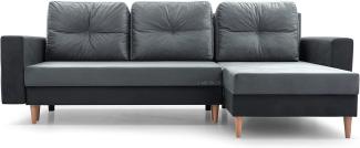 mb-moebel Ecksofa mit Schlaffunktion und Bettkasten Ottomane Links als auch rechts montierbar Couch für Wohnzimmer, Schlafsofa Sofagarnitur Sofa Eckcouch L-Form 232x137x84 cm Carl Grau + Dunkegrau