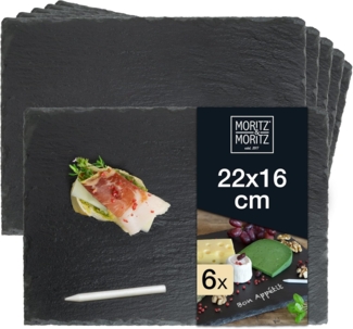 Moritz & Moritz Servierplatte Schieferplatte - Schieferset Thyme, Schiefer, (Thyme, 7-tlg), 22x16 cm 6er Set