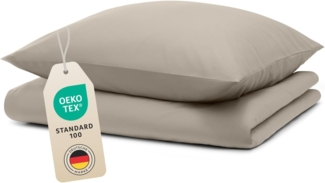 Blumtal Bettwäsche 140x200 cm & Kissenbezug 40x80 cm - Bettbezüge aus Atmungsaktivem Mikrofaser, Superweiches Bettbezug Set, Oeko-Tex Zertifiziert, 2teilig - Taupe