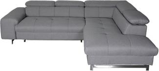 Mivano Ecksofa Chef / L-Sofa mit Ottomane und verstellbaren Kopfstützen / 262 x 72 x 206 / Strukturstoff Grau