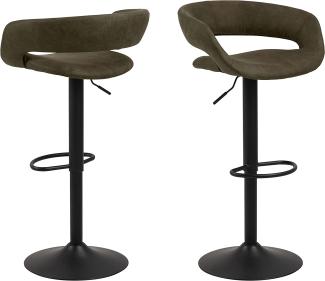 AC Design Furniture Jack Barhocker 2er Set, H: 104 x B: 54,5 x T: 48,5 cm, Olivgrün/Schwarz, Stoff/Metall, 2 Stk.