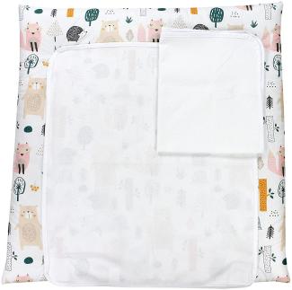 TupTam Baby Wickelauflage inkl. 2 Frotteebezüge ANK019, Farbe: Wald / Beige, Größe: 76 x 76 cm