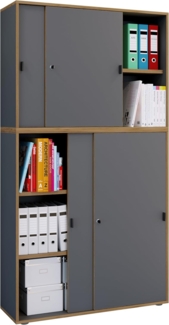 VCM Büroschrank Salia 920808 Anthrazit H. 183 x B. 100 x T. 37 cm
