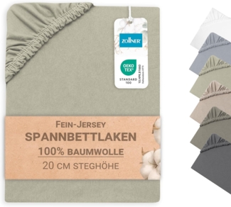ZOLLNER Spannbettlaken, Fein-Jersey, Gummizug: rundum, 100 x 200 cm, 100% Baumwolle