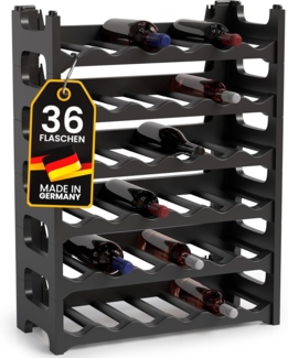 ALPFA Flaschenregal für 36 Flaschen anthrazit Kunststoff stapelbar Weinregal, Spar-Set, stapelbar Made in Germany