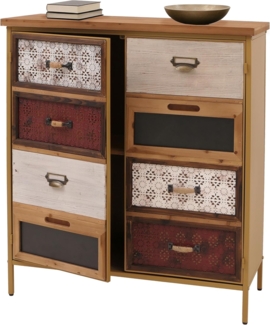 Apothekerkommode HWC-O79, Schrank Highboard Staufächer, Vintage Shabby-Look 94 x 80 x 35 cm, rot/blau