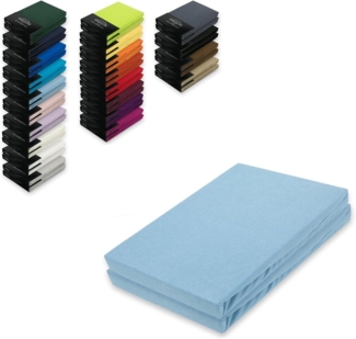 Jersey Spannbettlaken Doppelpack 200 x 220 cm Hellblau