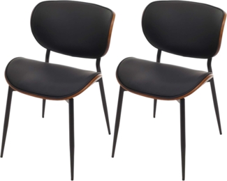 2er-Set Esszimmerstuhl HWC-O45, Stuhl, Bugholz Kunstleder 280g/m² Öko-Tex FSC® ~ Walnuss-Optik, schwarz