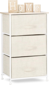 Relaxdays Regalsystem, 3 Stoff-Schubladen, universale Schubladenbox, Metall und Holz, HxBxT: 73 x 45 x 30 cm, beige, Design A