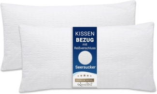 ZOLLNER Kissenbezug, (2 Stück), 40 x 80 cm, 100% Baumwolle, vom Hotelwäschespezalisten, Seersucker