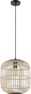 Eglo 43216 NATURE Pendelleuchte BORDESLEY Stahl schwarz, Holz natur E27 1X28W Ø35cm H:110cm dimmbar