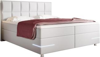 Boxspringbett Milano mit LED (Kunstleder) 120x200 Weiß H2