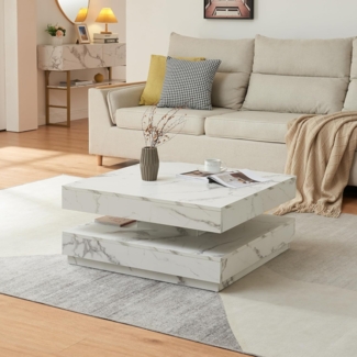 Couchtisch Florenz 76x76x38 cm Marmoroptik, weiß [en. casa]