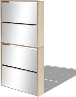 vidaXL Schuhschrank mit 4 Fächern Spiegel Eiche 63×17×134 cm 273935