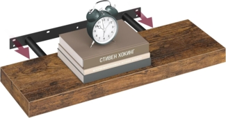 VASAGLE Wandregal, MDF vintagebraun, 60 x 20 x 3,8 cm