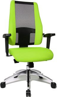 Topstar Air Syncro Bürostuhl, Schreibtischstuhl, Drehstuhl, Netzrückenlehne, inkl. höhenverstellbare Armlehnen, Stoffbezug, schwarz / grün